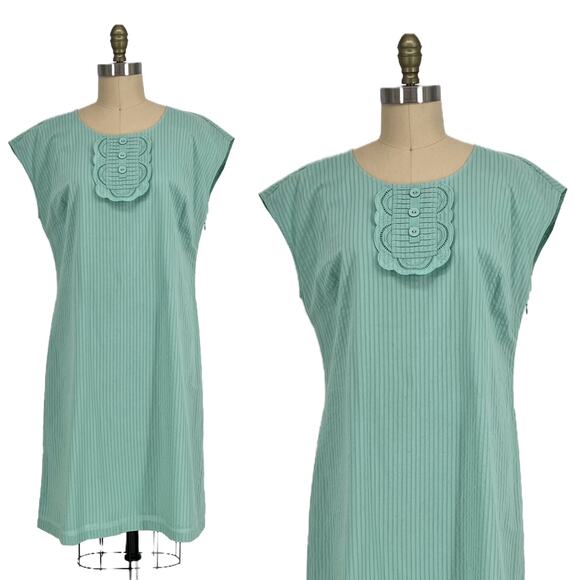 Boden Striped Lace Eyelet Shift Day Dress Seafoam/Mint UK 14L US 10 Long - Picture 10 of 10